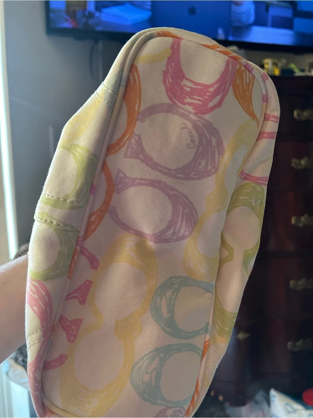 Coach Multicolor Pastel Signature Ring Shoulder Bag - Cream - Picture 4 of 13